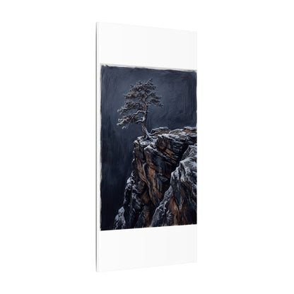 Dark Japandi Pine Tree in Dawn | Dark Texture Canvas Art