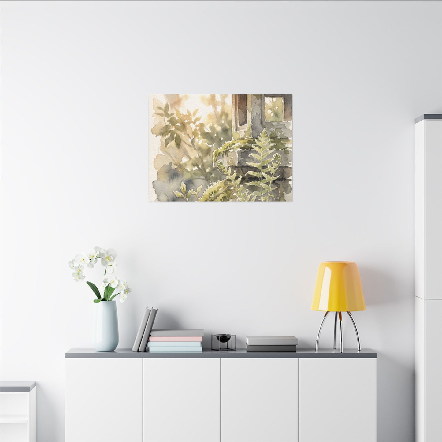 Earthy Stone Lantern Canvas Art - Watercolor Japandi