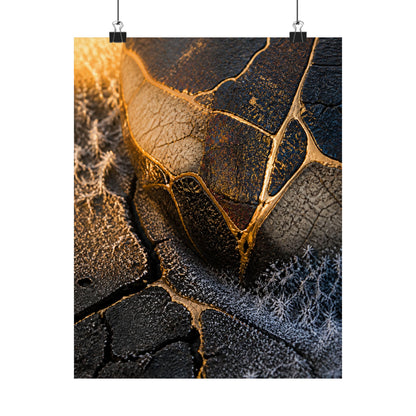 Kintsugi Cracked Earth in Golden Hour | Gold Repair Wall Art Print