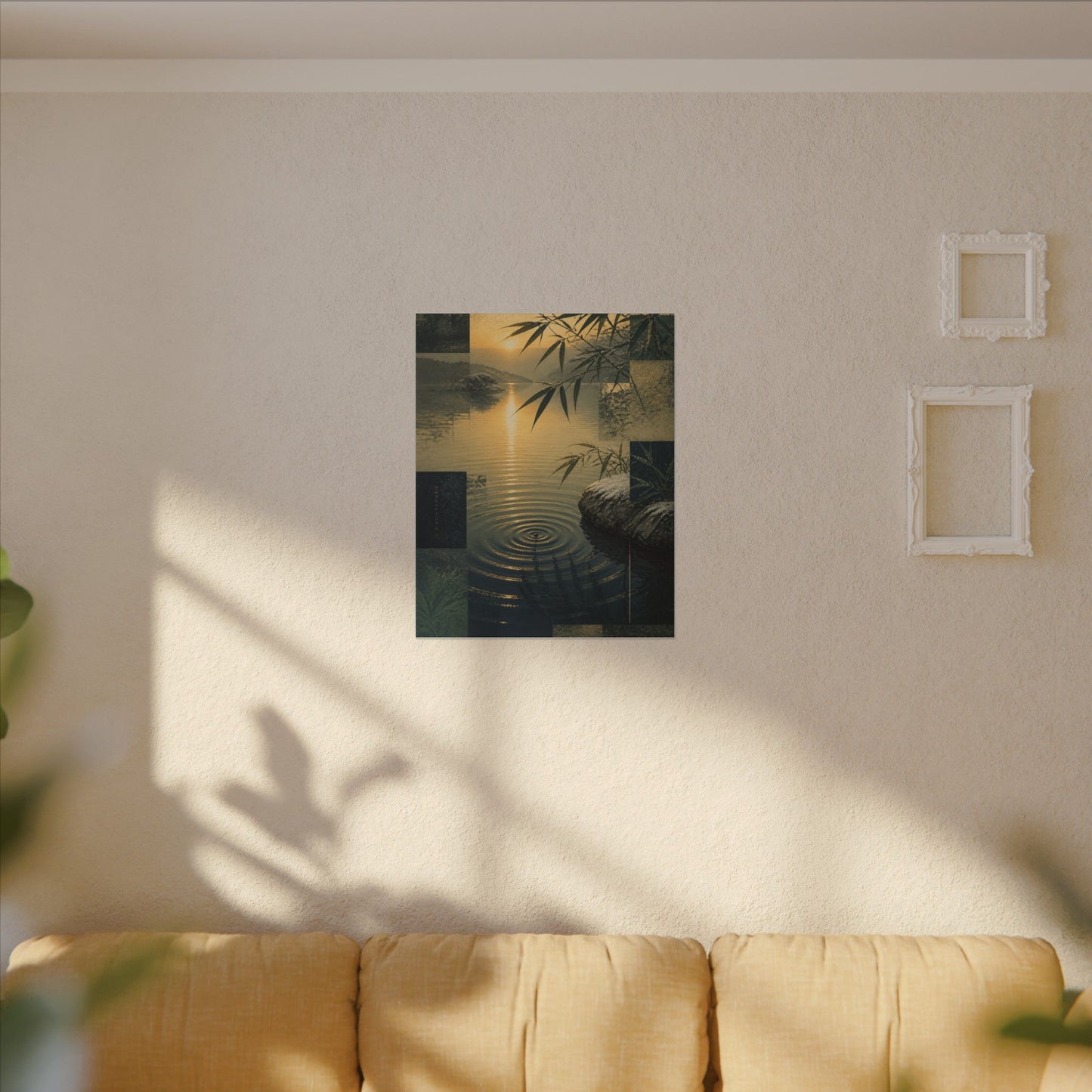 Zen Water Ripple in Golden Hour | Ukiyo E Inspired Canvas Art