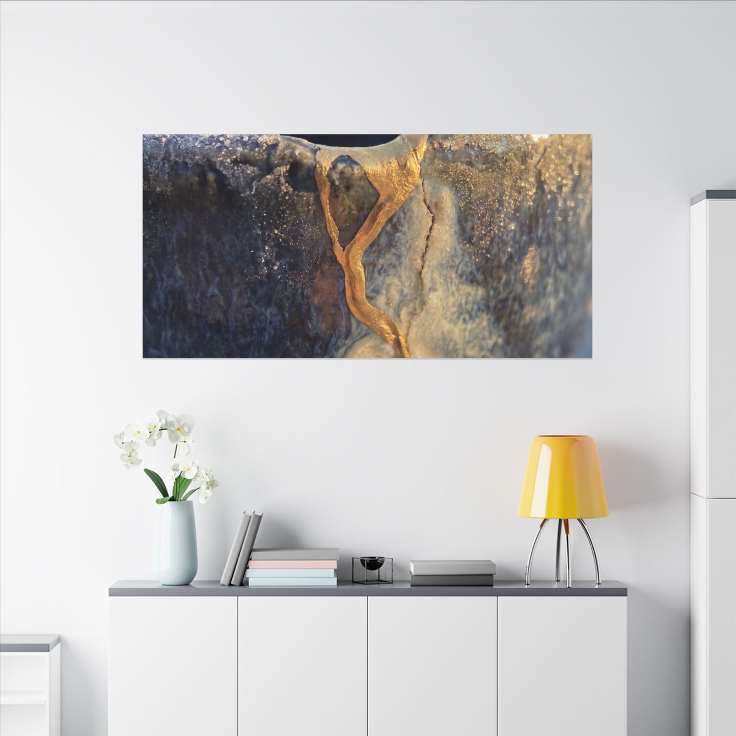 Winter Ceramic Bowl Gold Vein Canvas Art | Healing Decor