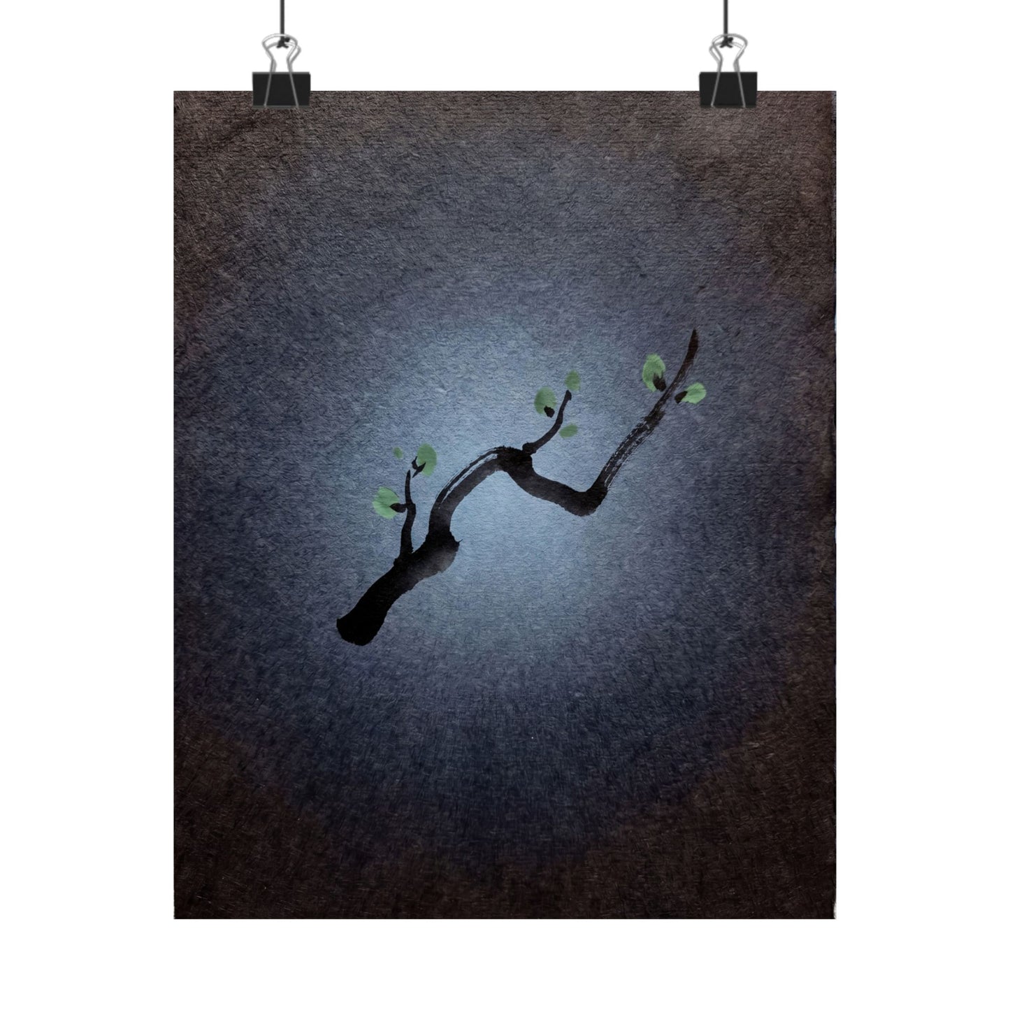 Moonlight Ink Brushstroke Wall Art Print - Dark Japandi Ma Art Print