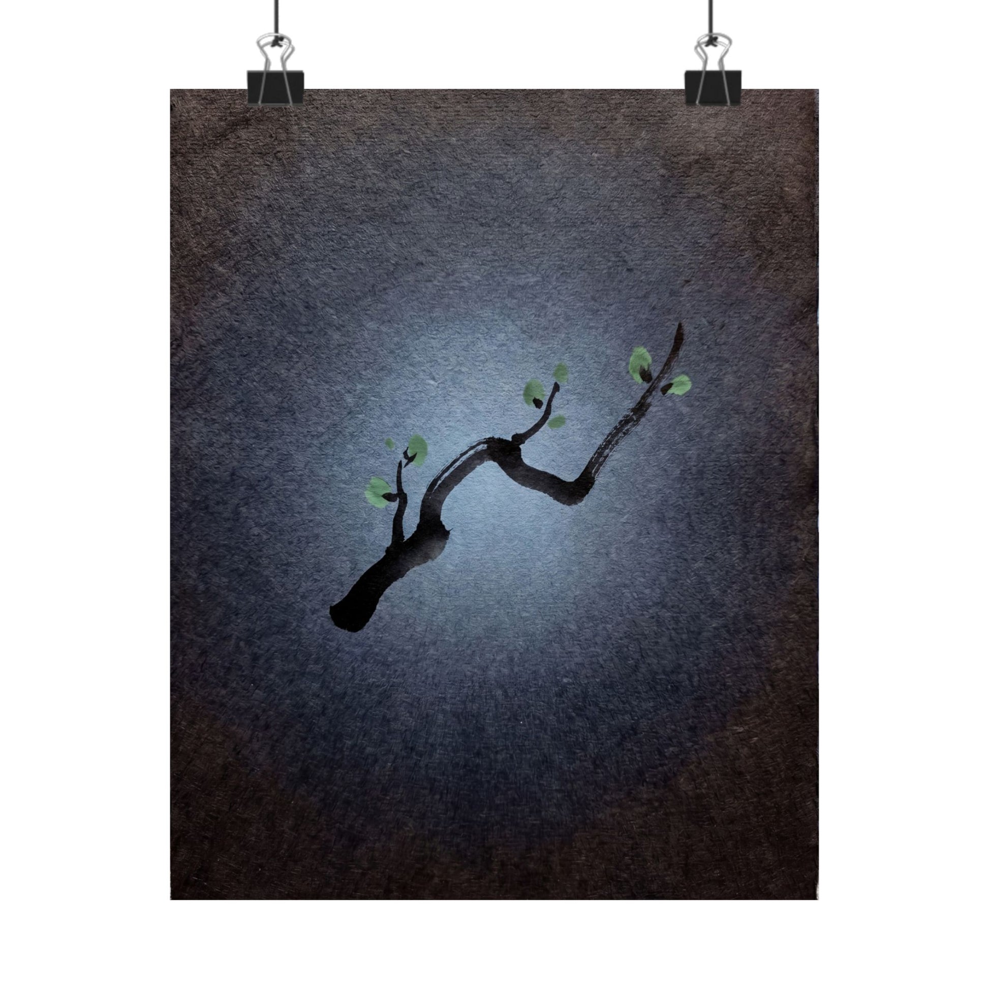 Moonlight Ink Brushstroke Wall Art Print - Dark Japandi Ma Art Print