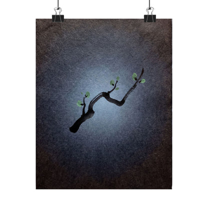 Moonlight Ink Brushstroke Wall Art Print - Dark Japandi Ma Art Print
