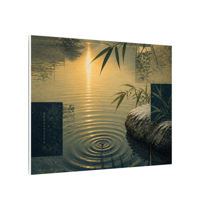 Zen Water Ripple in Golden Hour | Ukiyo E Inspired Canvas Art