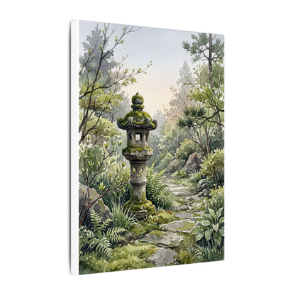 Neutral Stone Lantern Canvas Art - Watercolor Japandi