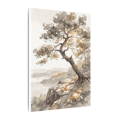 Pine Tree Watercolor Canvas Art | Elegant Japandi Art