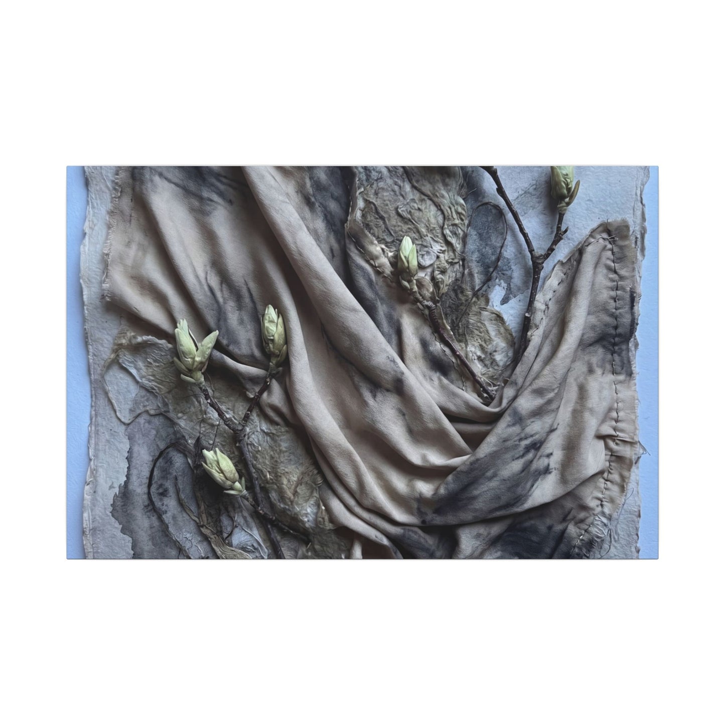 Japandi Silk Drape in Moonlight | Texture Canvas Art Art Print