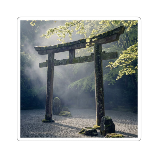 Zen Torii Gate in Dappled | Karesansui Sticker Art Print