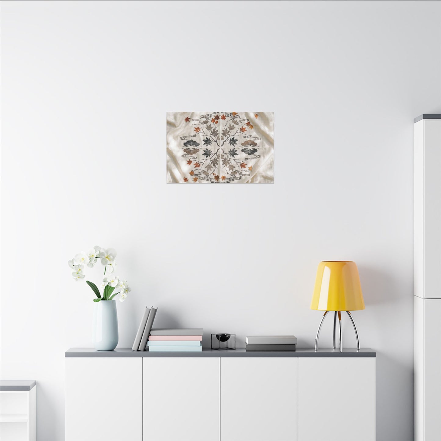 Elegant Silk Drape Canvas Art - Japanese Pattern Japandi