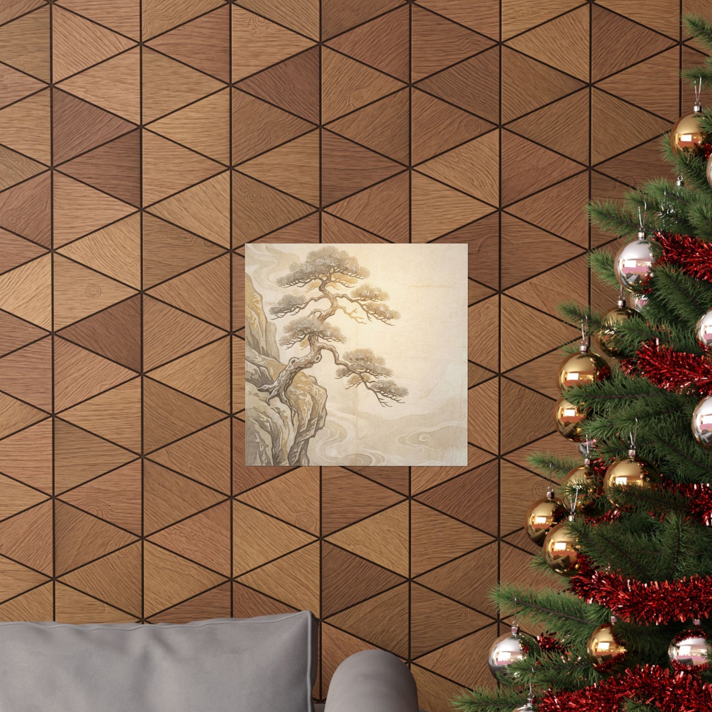 Golden Hour Pine Tree Wall Art Print - Japandi Shibui