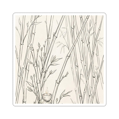 Japandi Bamboo Grove in Candlelight | Minimal Line Sticker