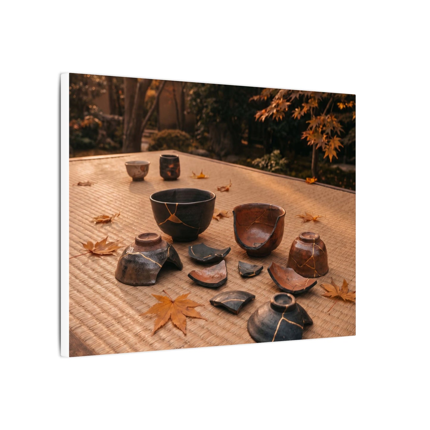 Golden Hour Tea Ceremony Canvas Art - Kintsugi Shibui