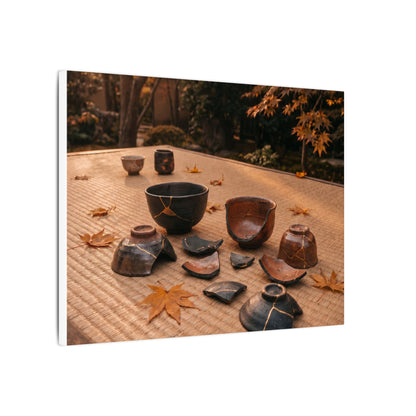 Golden Hour Tea Ceremony Canvas Art - Kintsugi Shibui