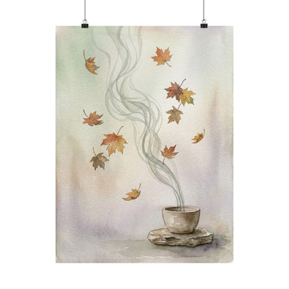 Kanso Incense Smoke Wall Art Print - Japandi Watercolor Art Print
