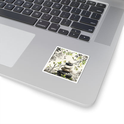 Mono No Aware River Stones Sticker - Japandi Japanese Pattern