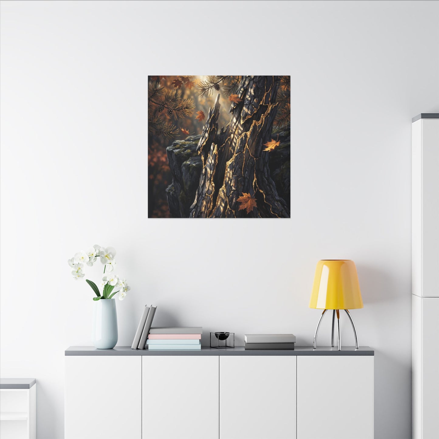 Pine Tree Autumn Canvas Art | Kintsugi Beautiful Design