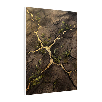 Spring Cracked Earth Charcoal Ink Canvas Art | Luxurious Decor