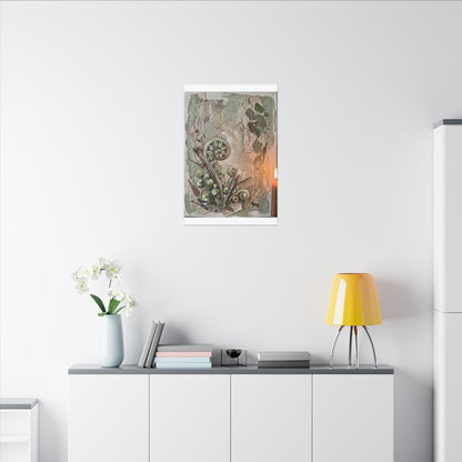 Japandi Fern Unfurling in Candlelight | Texture Canvas Art
