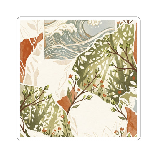 Cottagecore Ocean Wave in Dappled | Forest Whimsy Sticker Art Print