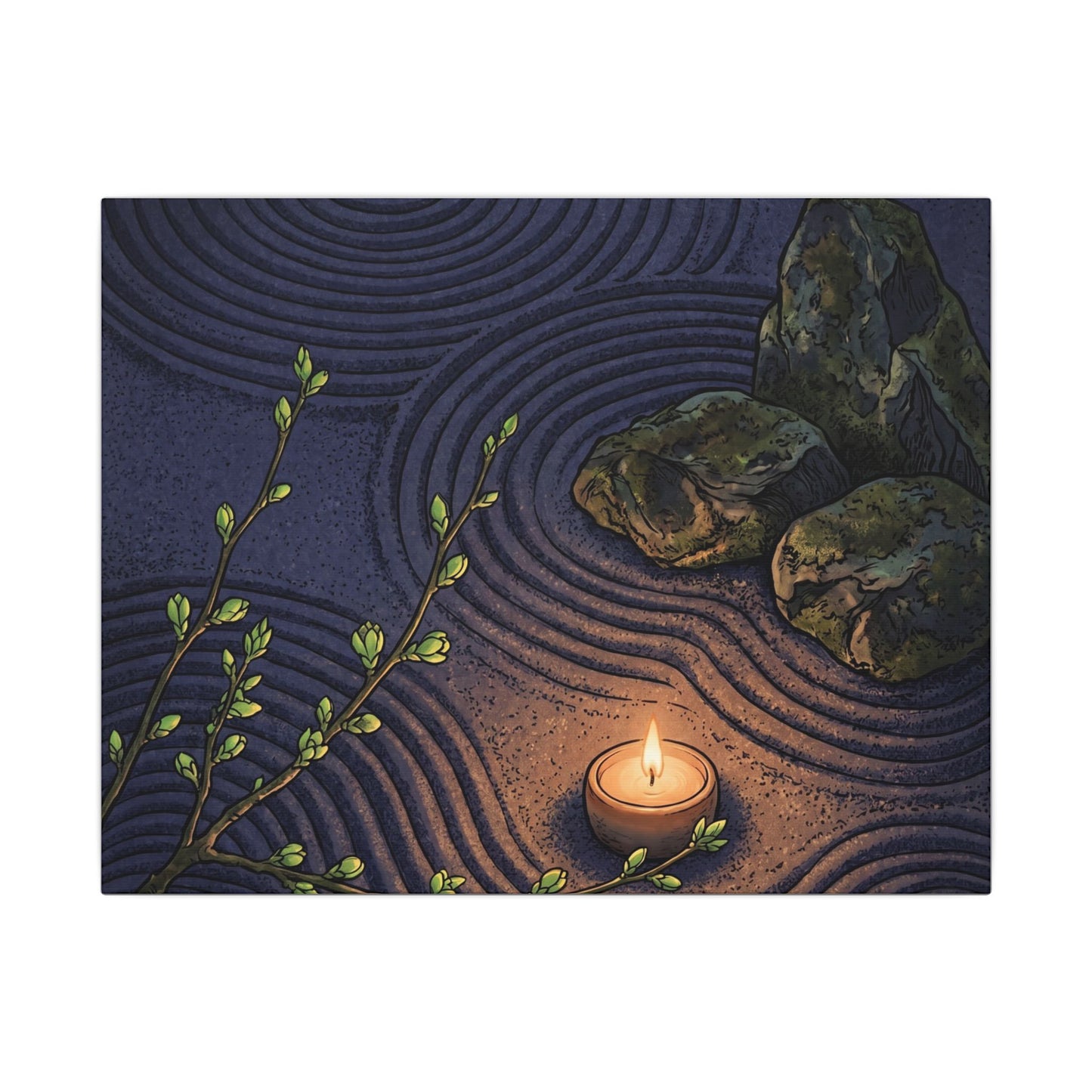 Mono No Aware Rock Garden Canvas Art - Zen Ukiyo E Inspired