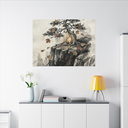 Pine Tree Autumn Canvas Art | Japandi Earthy Design
