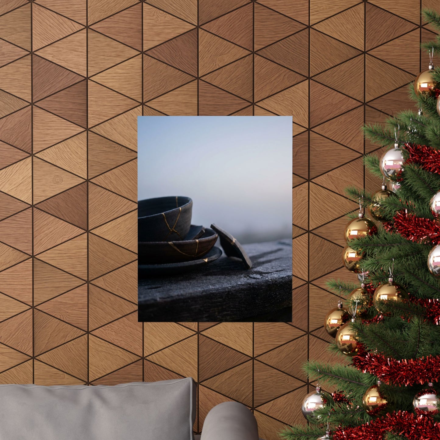 Seijaku Broken Pottery Wall Art Print - Dark Japandi Moody Minimal