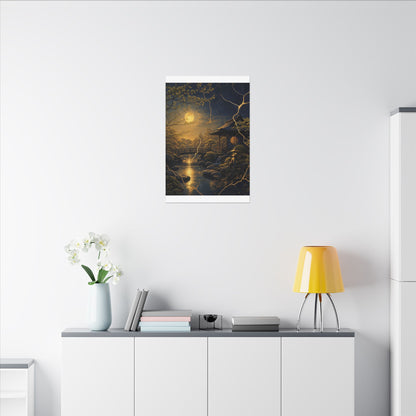Spring Moonlit Garden Gold Vein Canvas Art | Resilient Decor