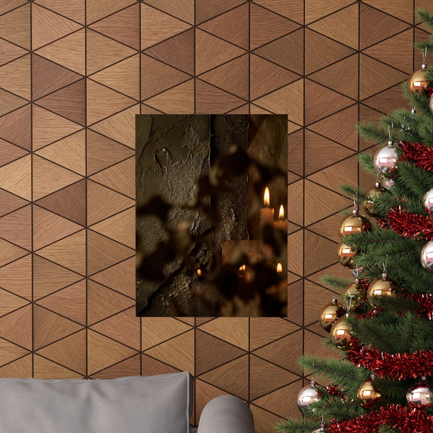 Shadow Play Winter Wall Art Print | Dark Japandi Moody Design