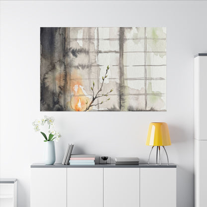 Shoji Screen Canvas Art | Spring Japandi Watercolor Art