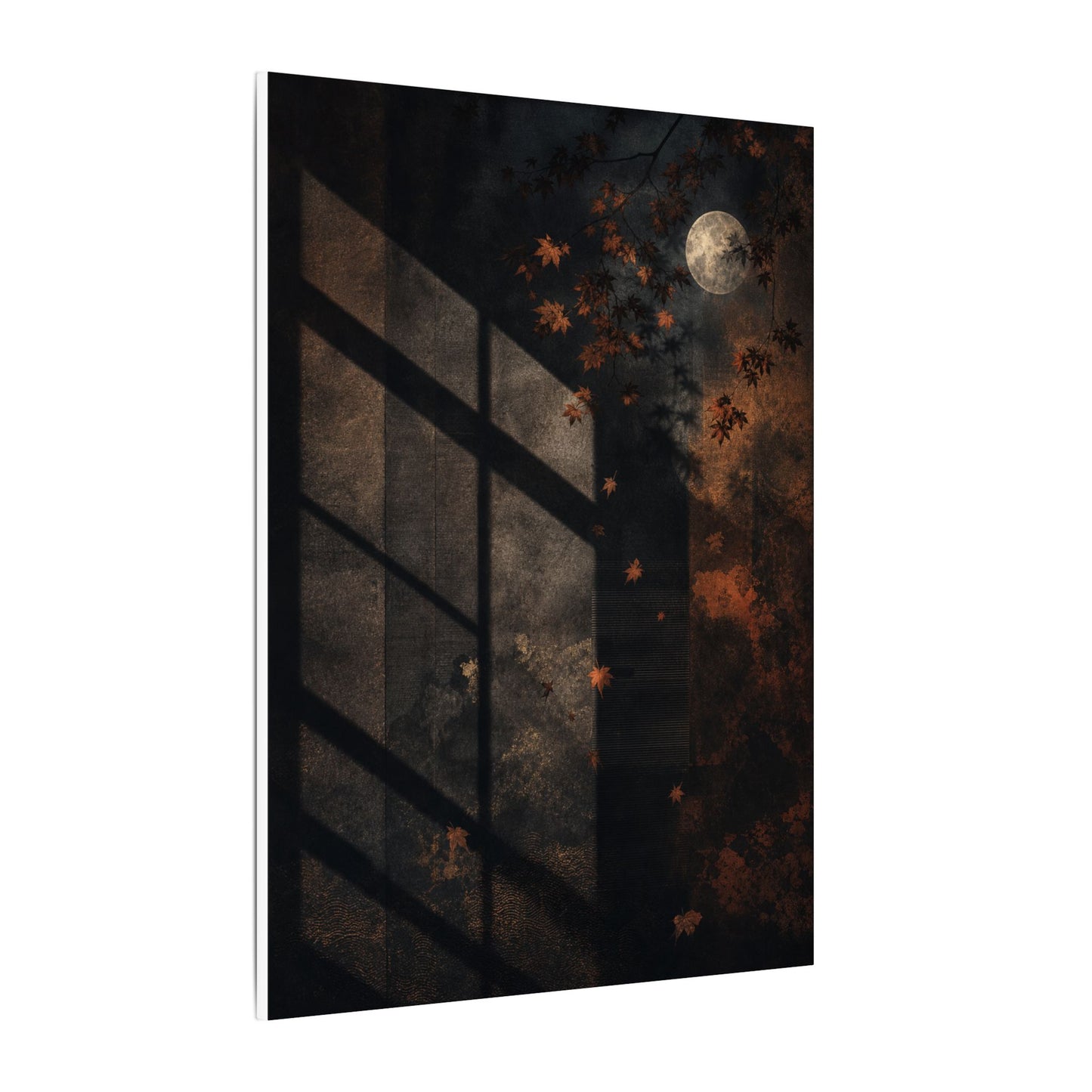 Sophisticated Shadow Play Canvas Art - Dark Texture Dark Japandi