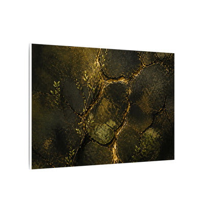 Shibui Cracked Earth Canvas Art - Dark Japandi Dark Texture