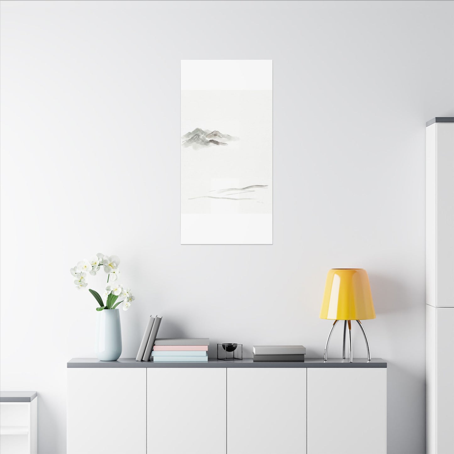 Winter Mountain Mist Minimal Line Canvas Art | Elegant Decor