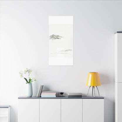 Winter Mountain Mist Minimal Line Canvas Art | Elegant Decor