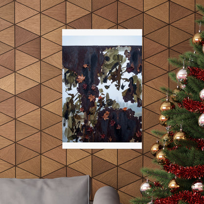Sophisticated Rust Patina Wall Art Print - Charcoal Ink Dark Japandi