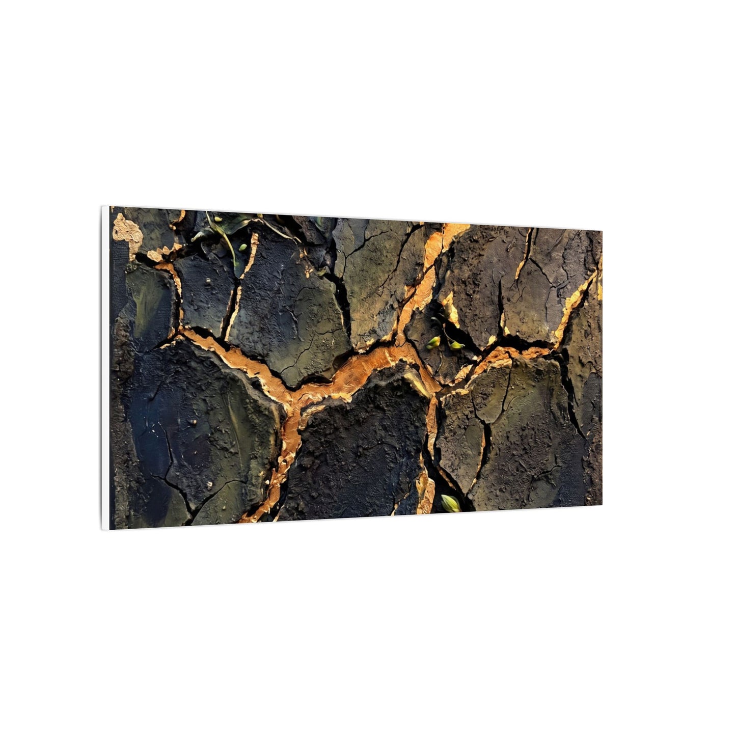 Cracked Earth Spring Canvas Art | Dark Japandi Atmospheric Design