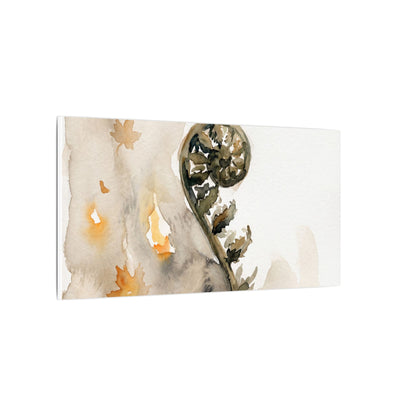 Fern Unfurling Watercolor Canvas Art | Earthy Japandi Art
