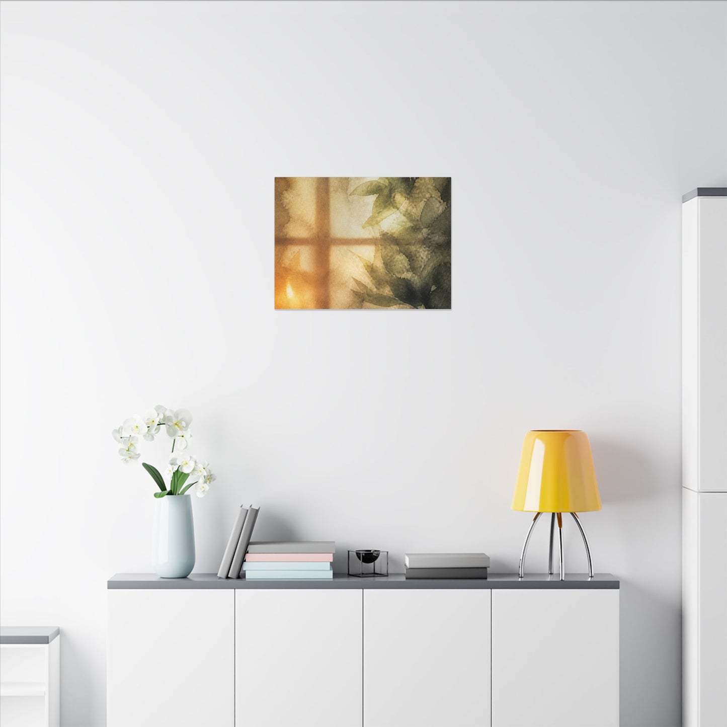 Cozy Shoji Screen Canvas Art - Watercolor Japandi