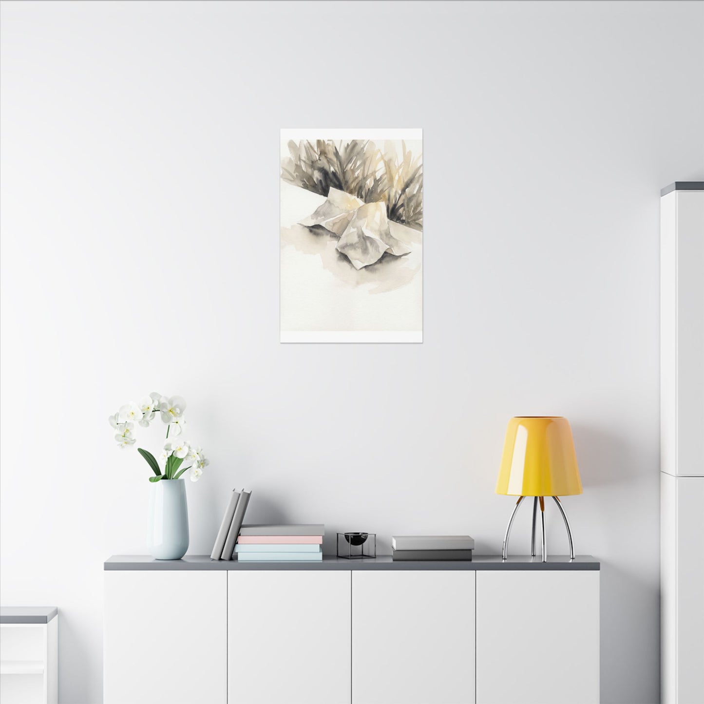 Paper Fold Watercolor Canvas Art | Warm Japandi Art