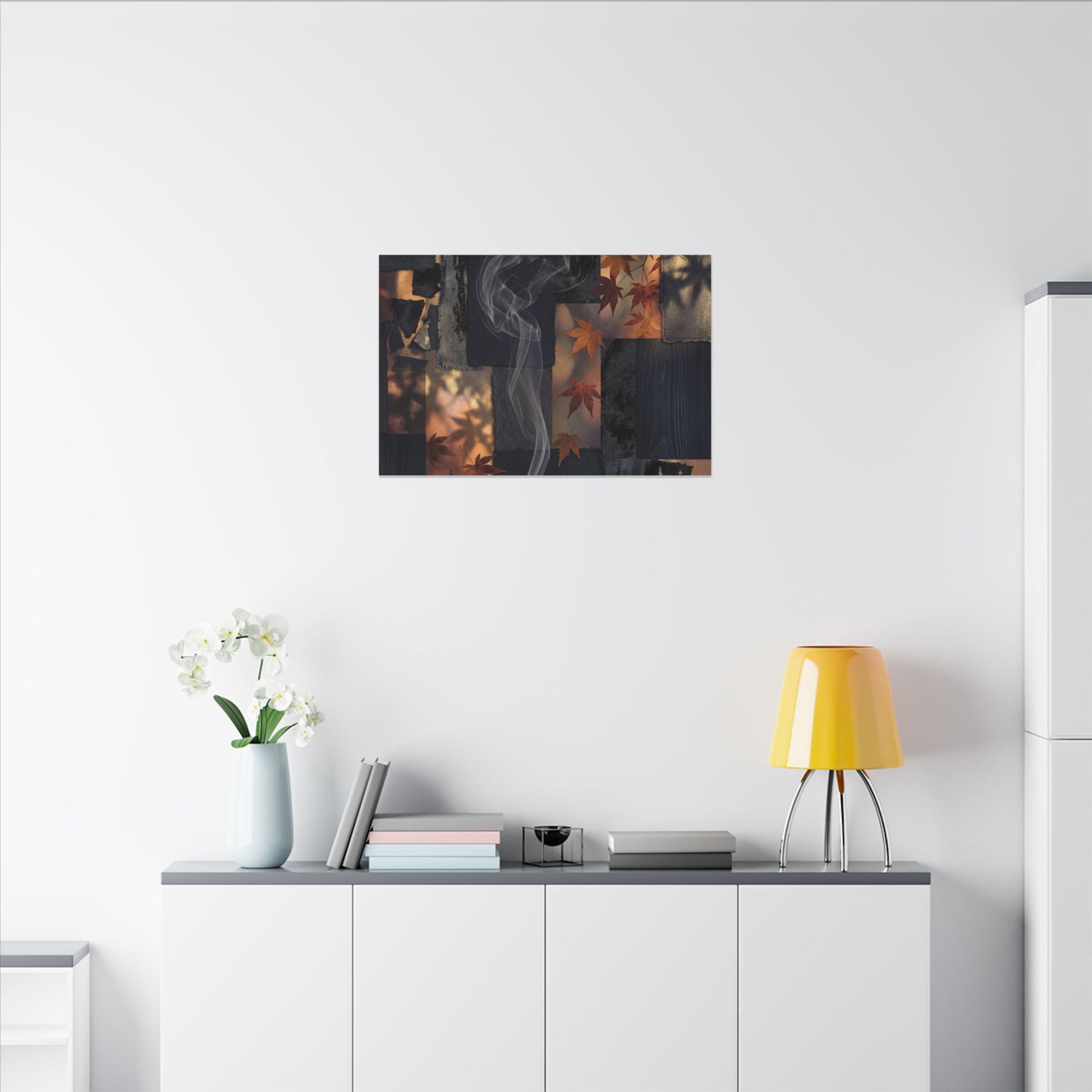 Luxurious Incense Smoke Canvas Art - Dark Texture Dark Japandi