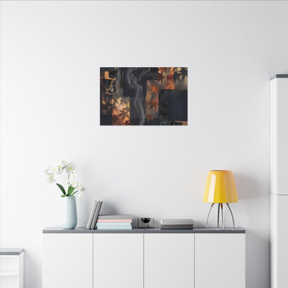 Luxurious Incense Smoke Canvas Art - Dark Texture Dark Japandi