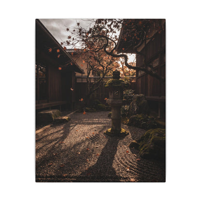 Seijaku Stone Lantern Canvas Art - Dark Japandi Shadow Zen