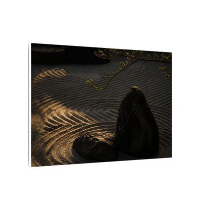 Ma Rock Garden Canvas Art - Dark Japandi Shadow Zen