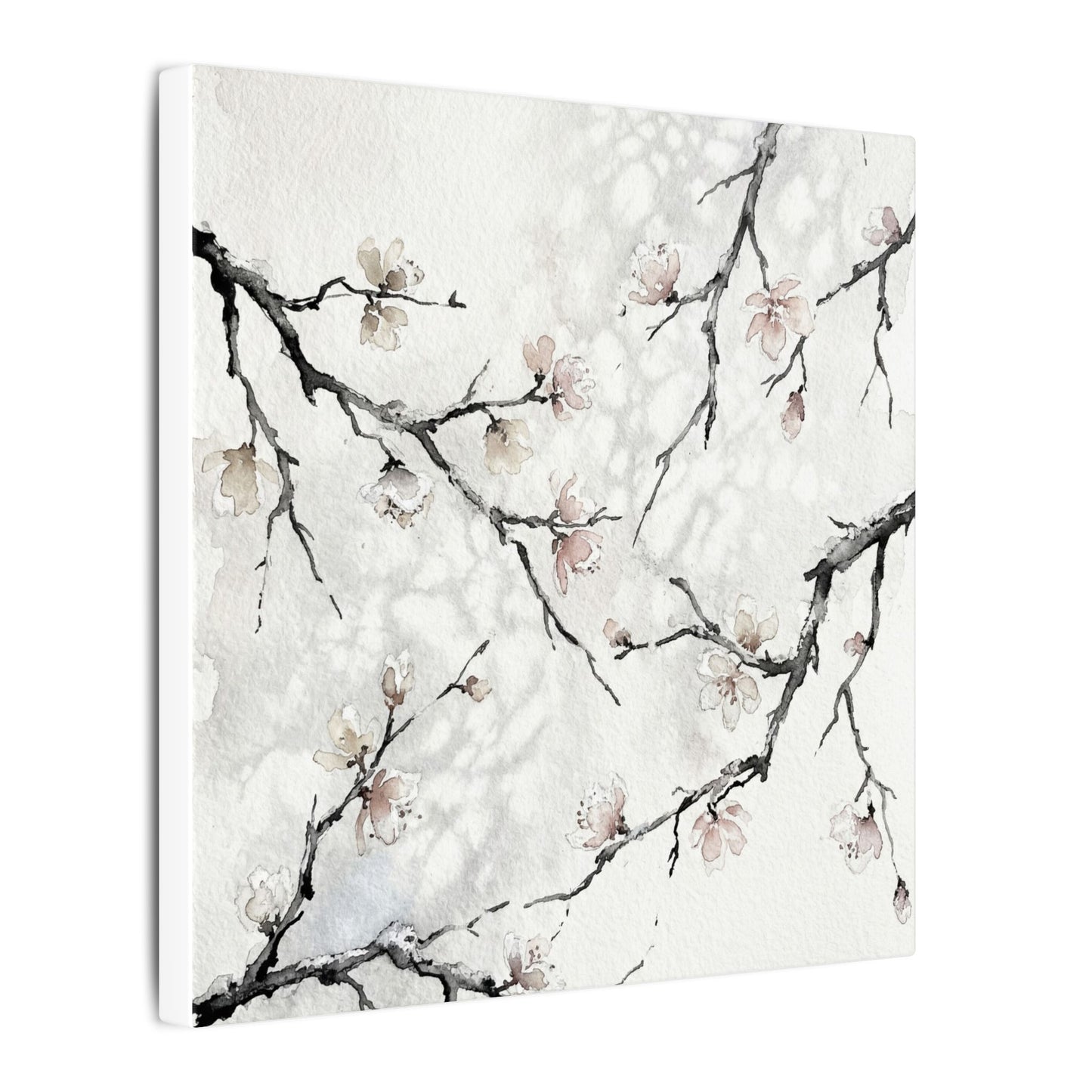 Cherry Blossom Canvas Art | Winter Japandi Watercolor Art