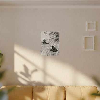 Rock Garden Canvas Art | Winter Zen Sumi E Art