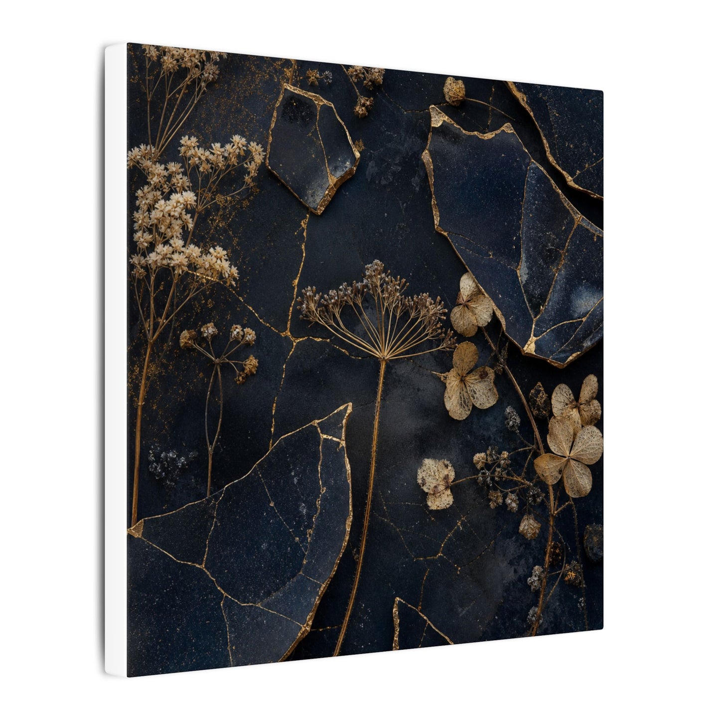 Philosophical Dried Flowers Canvas Art - Broken Beauty Kintsugi