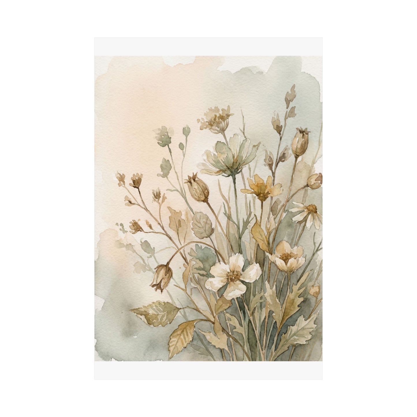 Summer Dried Flowers Watercolor Wall Art Print | Cozy Decor