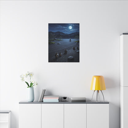 Kintsugi Moonlit Garden in Moonlight | Gold Repair Canvas Art