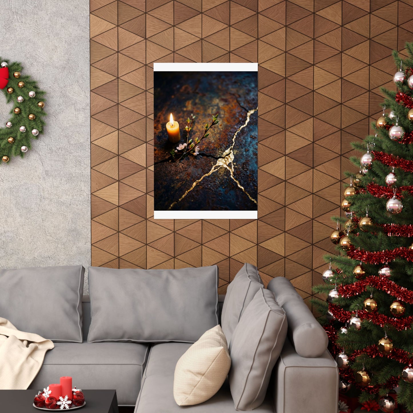 Beautiful Rust Patina Wall Art Print - Gold Repair Kintsugi