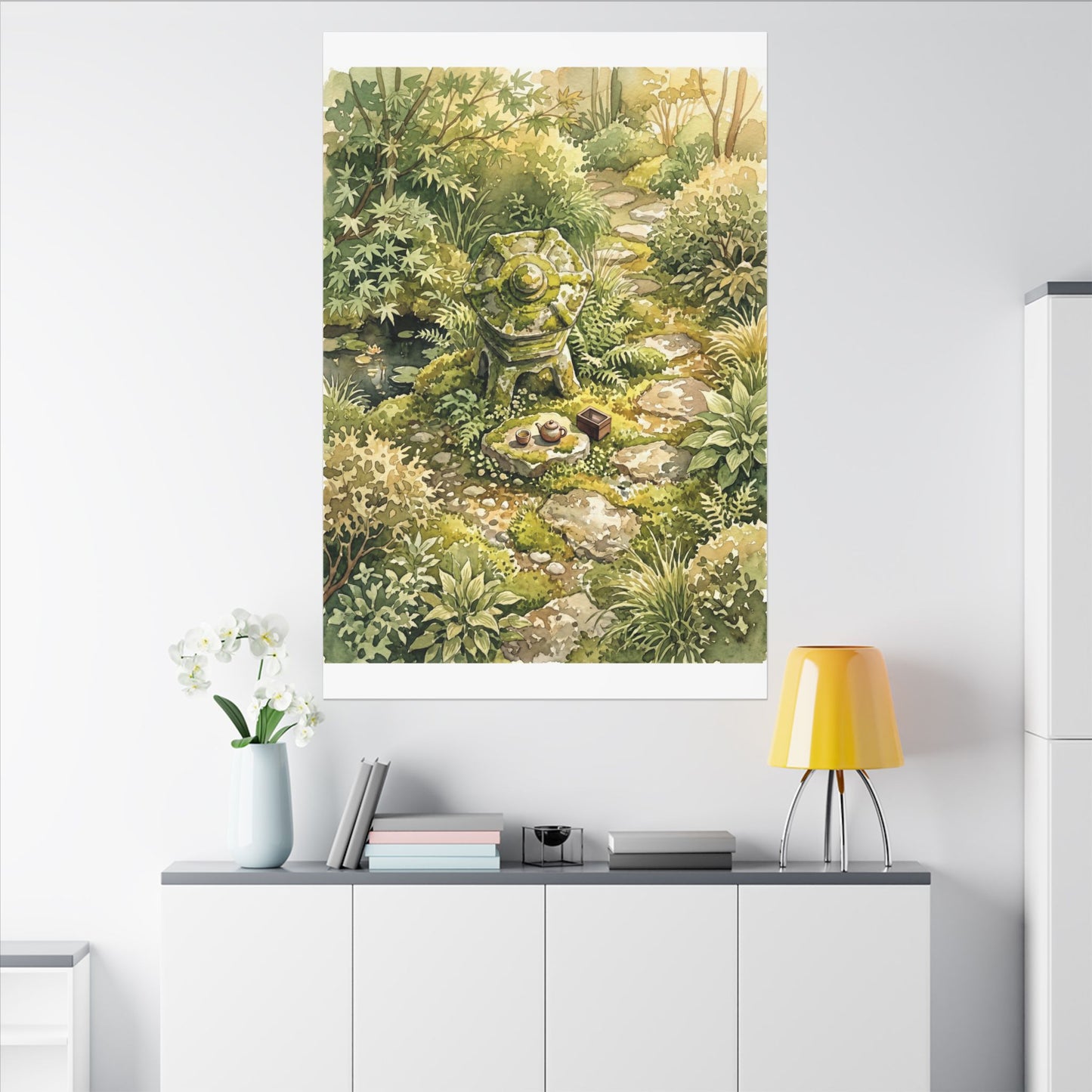 Datsuzoku Stone Lantern Canvas Art - Japandi Watercolor